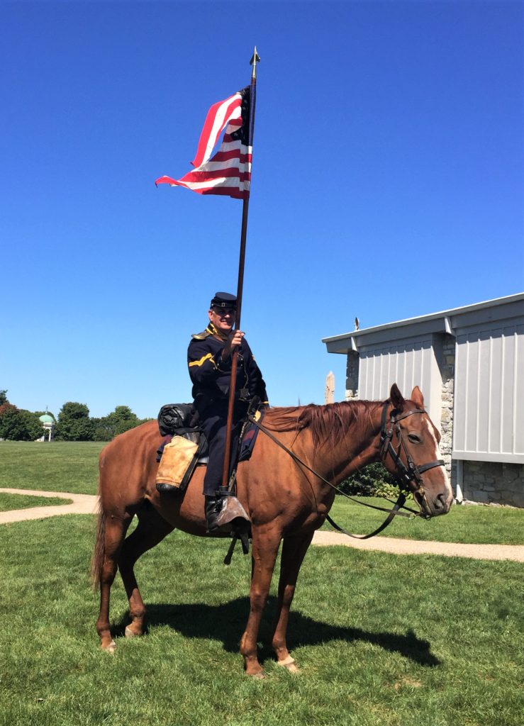 A Reenactor and his horse, Eve, at Antietam National Battlefield